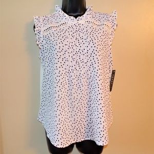 Heart Soul NWT White w/Black Dots Sleeveless Top